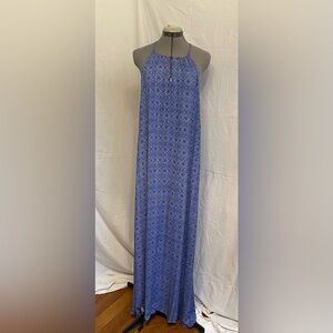 Blue beach cover/maxi dress with embroidered detail